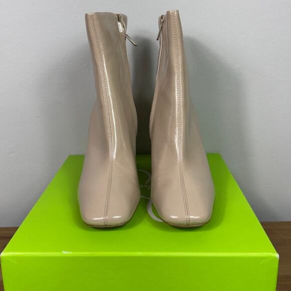 New Sam Edelman Codie Square Toe Bootie in Chai Latte Patent Women's Size 10 - Picture 2 of 9